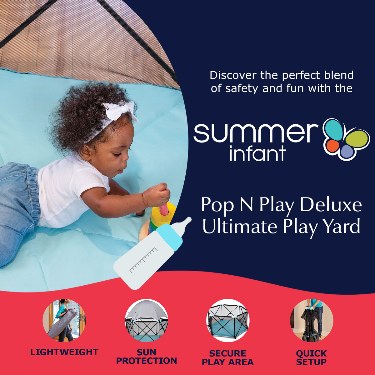 Summer Infant Pop N Play Deluxe Ultimate Compact Fold Full Coverage Playard - VMInnovations