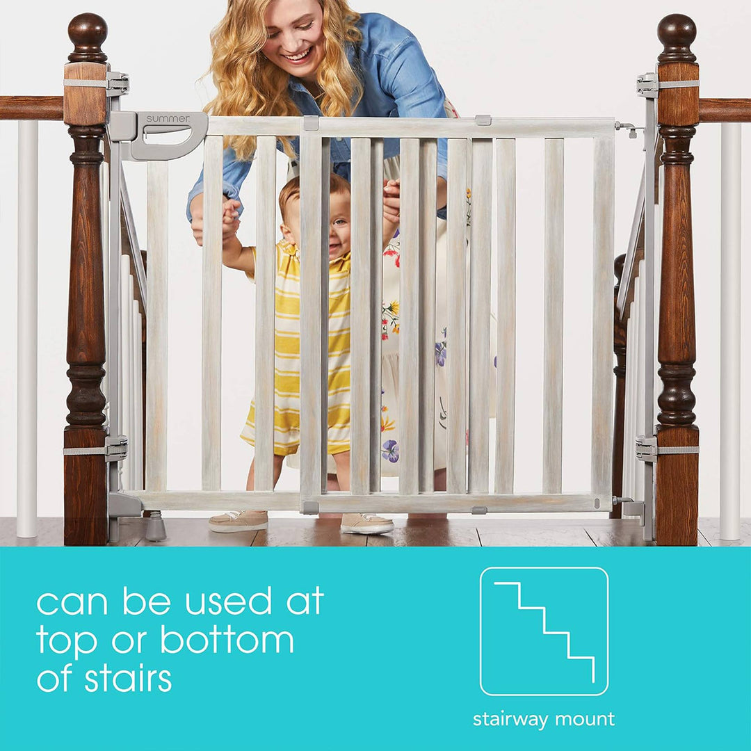 Summer Infant Banister and Stair Wood Safety Gate with Extra Wide Door Design - VMInnovations