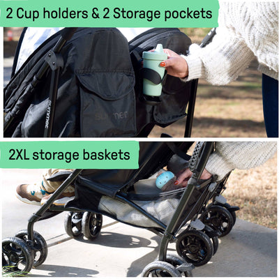 Summer Infant 3Dlite Side by Side Double Stroller for Infants & Toddlers, Black