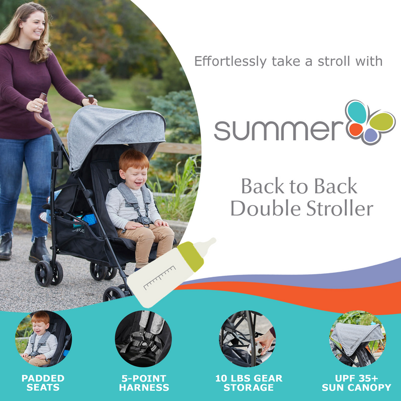 Summer Infant Tandem Back to Back Double Stroller Infants & Toddlers (Open Box)