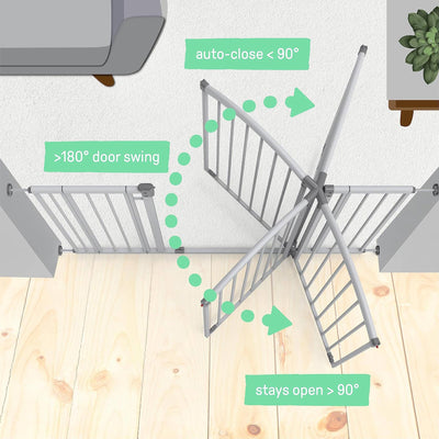 38 Inch Extra Tall and Wide Pet and Baby Mounted Safety Gate, Gray (Open Box) - VMInnovations