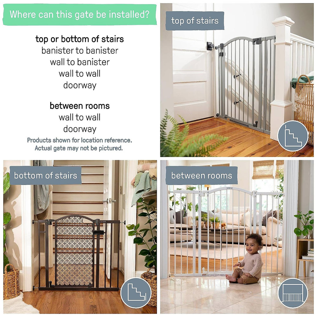 Summer Infant 30 Inch Modern Home Walk Thru Auto Close Pet and Baby Gate, Gray