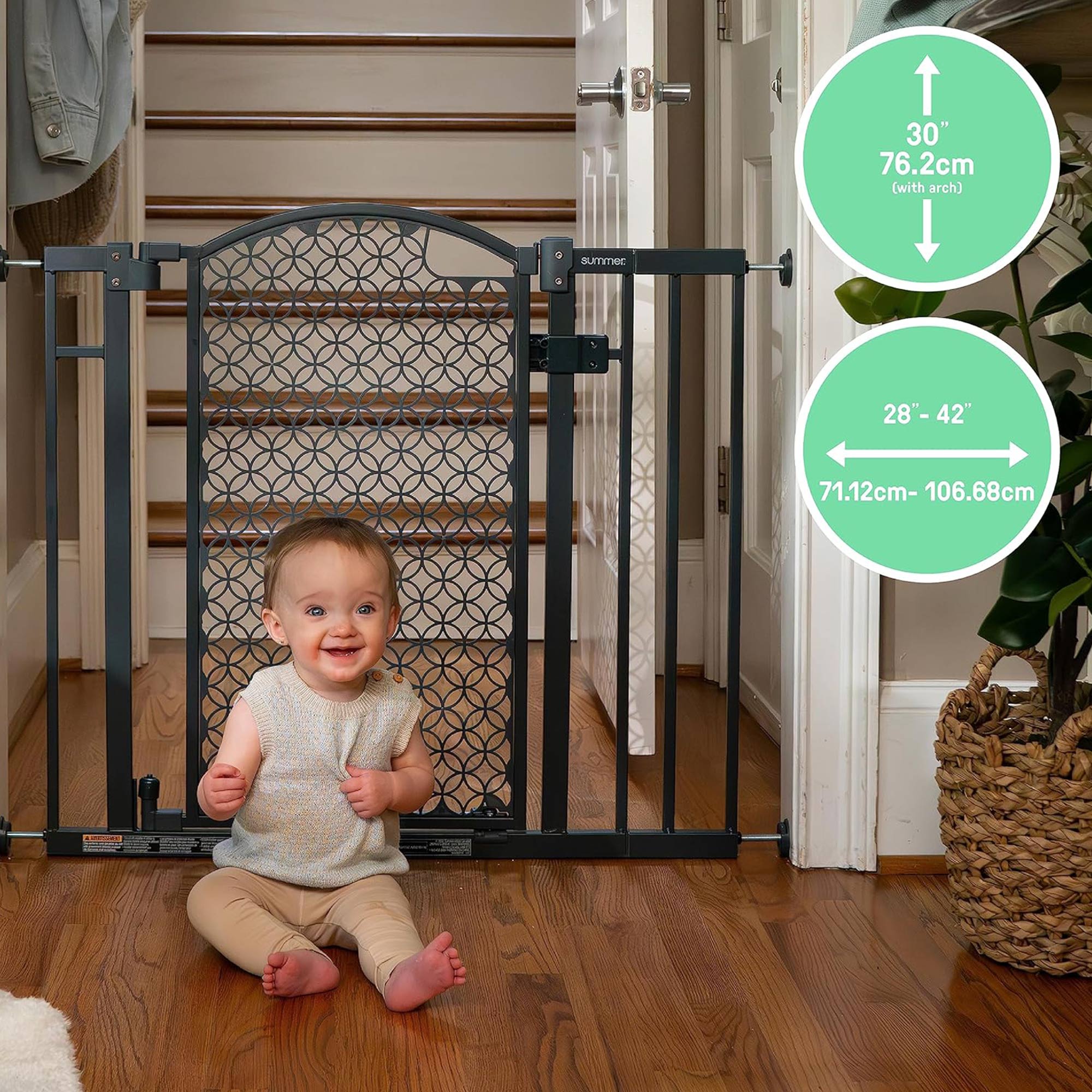 Summer Infant 30" Modern Home Walk Thru Auto Close Pet and Baby Gate, Gray(Used) - VMInnovations