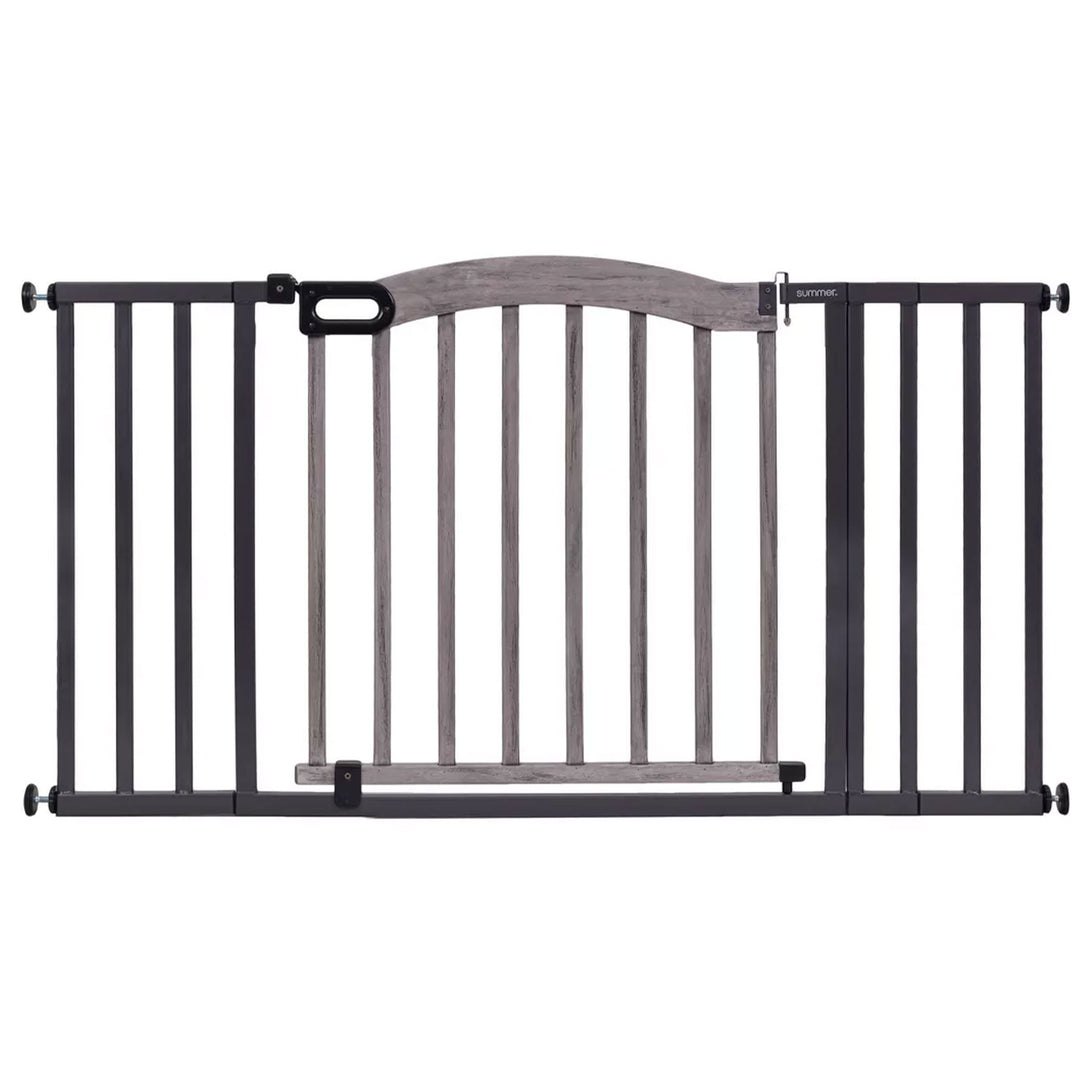 Summer Infant 32 Inch Summer Decorative Wood & Metal Pet and Baby Gate, Gray