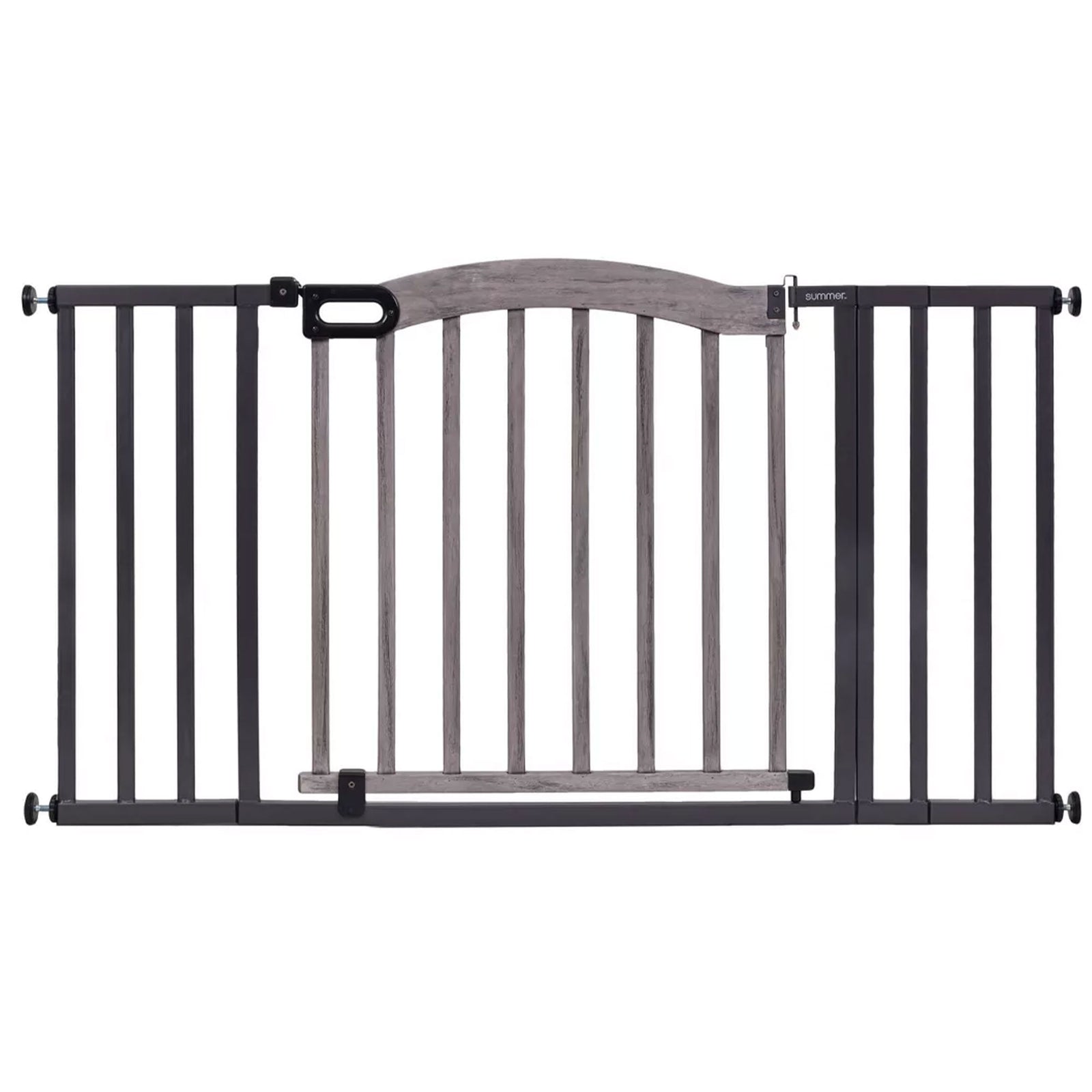 Summer 32 Inch Summer Decorative Wood & Metal Pet and Baby Gate, Gray (Open Box) - VMInnovations