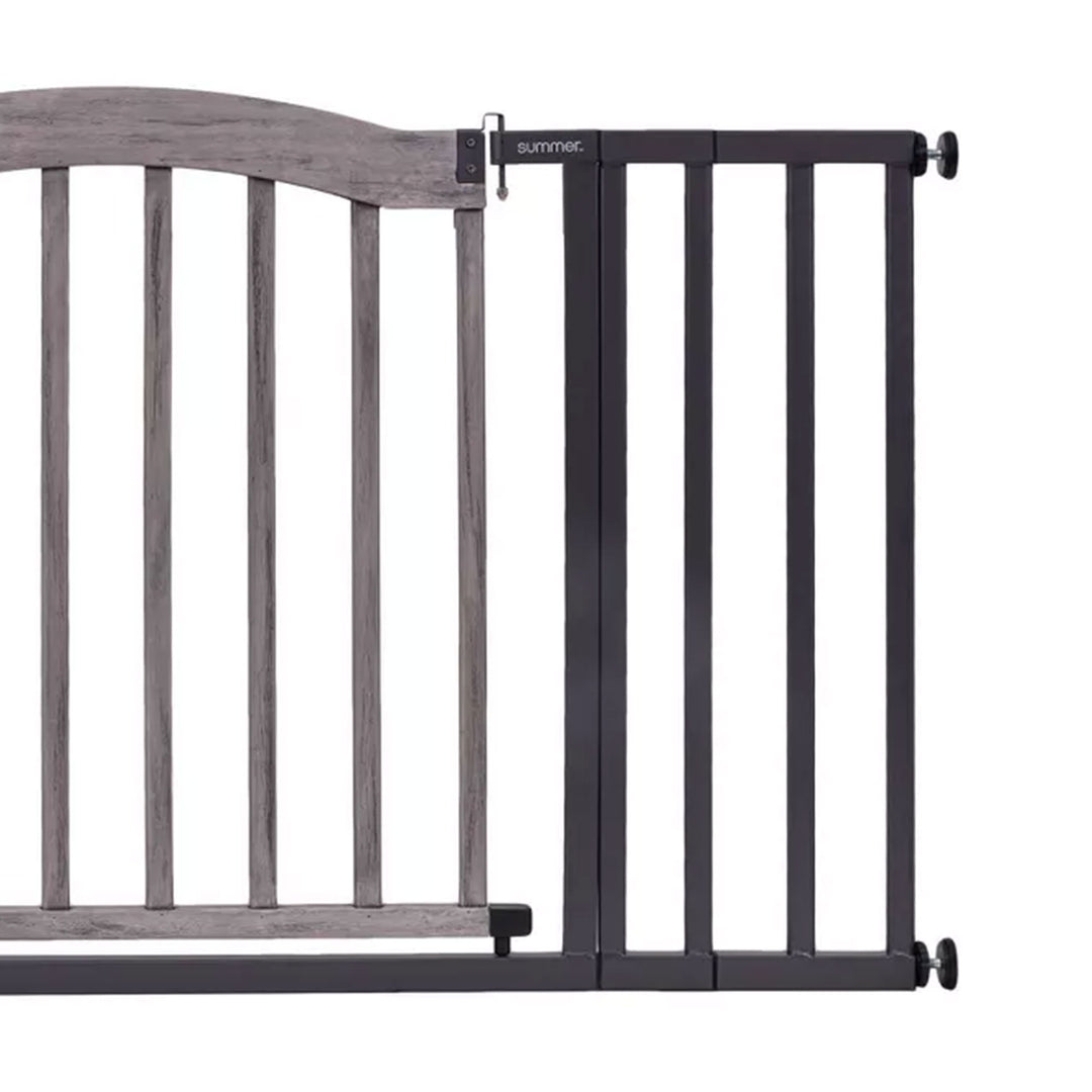 Summer 32 Inch Summer Decorative Wood & Metal Pet and Baby Gate, Gray (Open Box) - VMInnovations