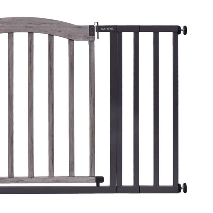 Summer 32 Inch Summer Decorative Wood & Metal Pet and Baby Gate, Gray (Open Box) - VMInnovations