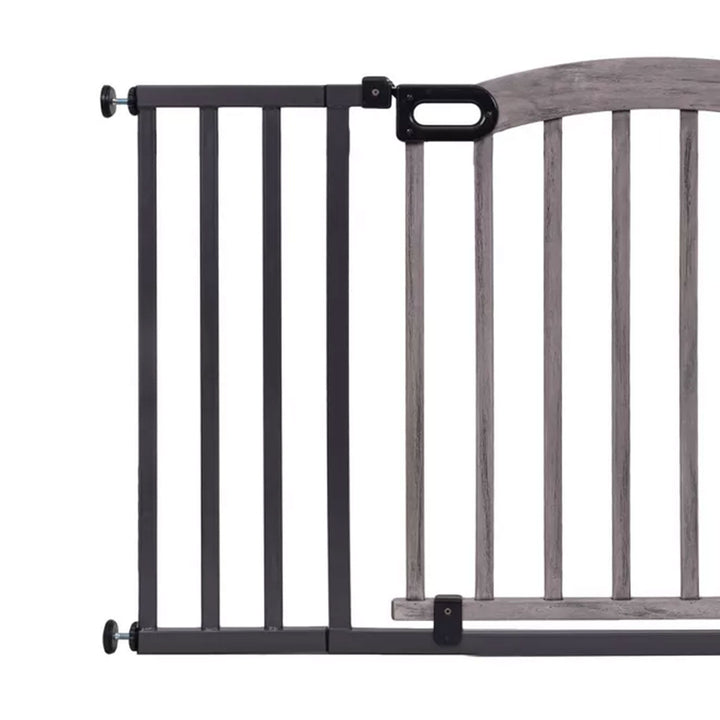 Summer 32 Inch Summer Decorative Wood & Metal Pet and Baby Gate, Gray (Open Box) - VMInnovations