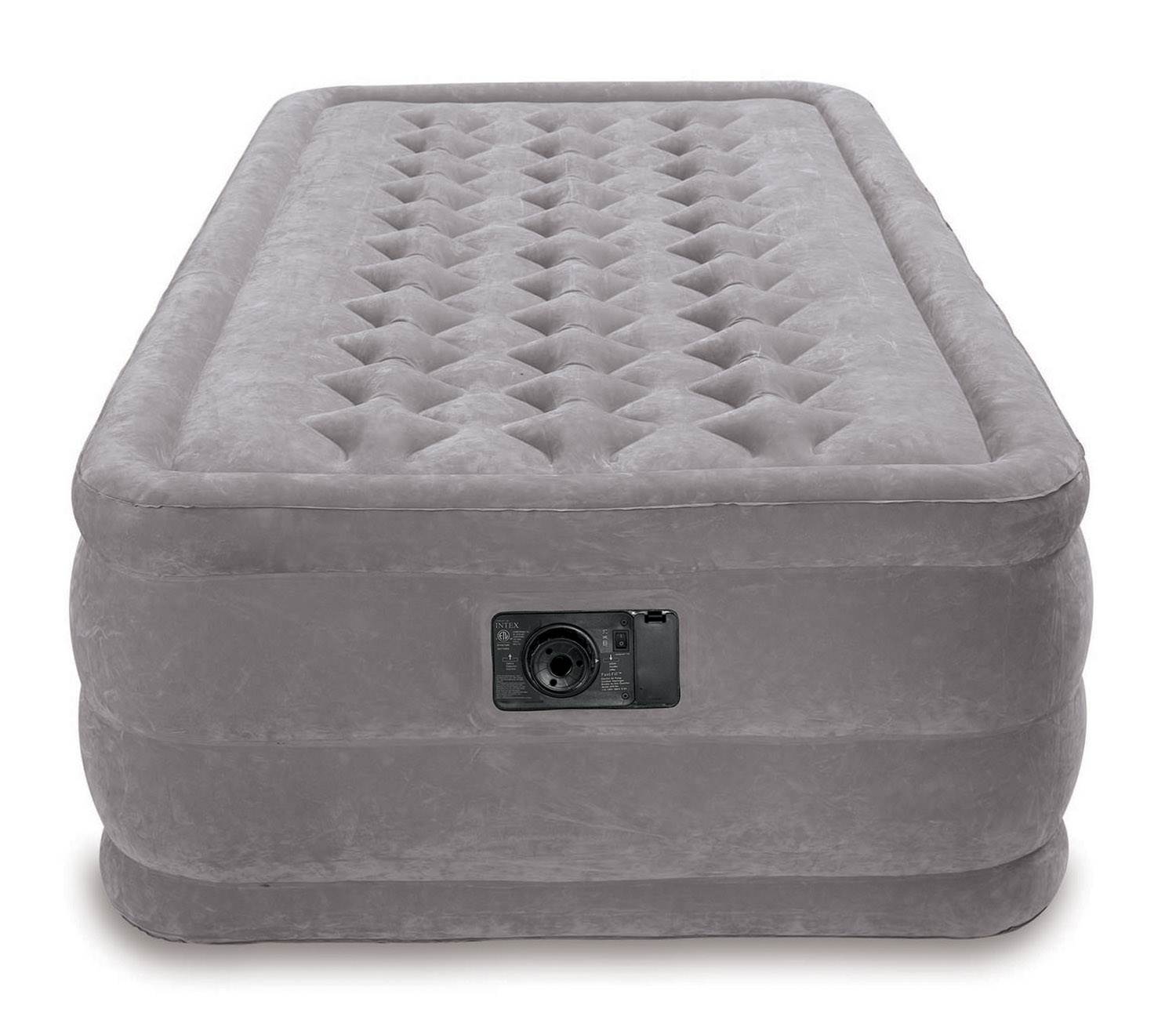 INTEX Twin Ultra Plush Air Bed Raised Airbed Mattress & Pump Kit - Open Box