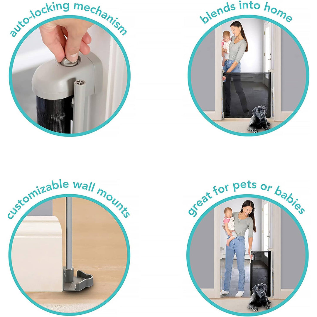 Ingenuity Infant Tuck Away Mesh Stairway Pet & Baby Gate w/Metal Frame(Open Box) - VMInnovations