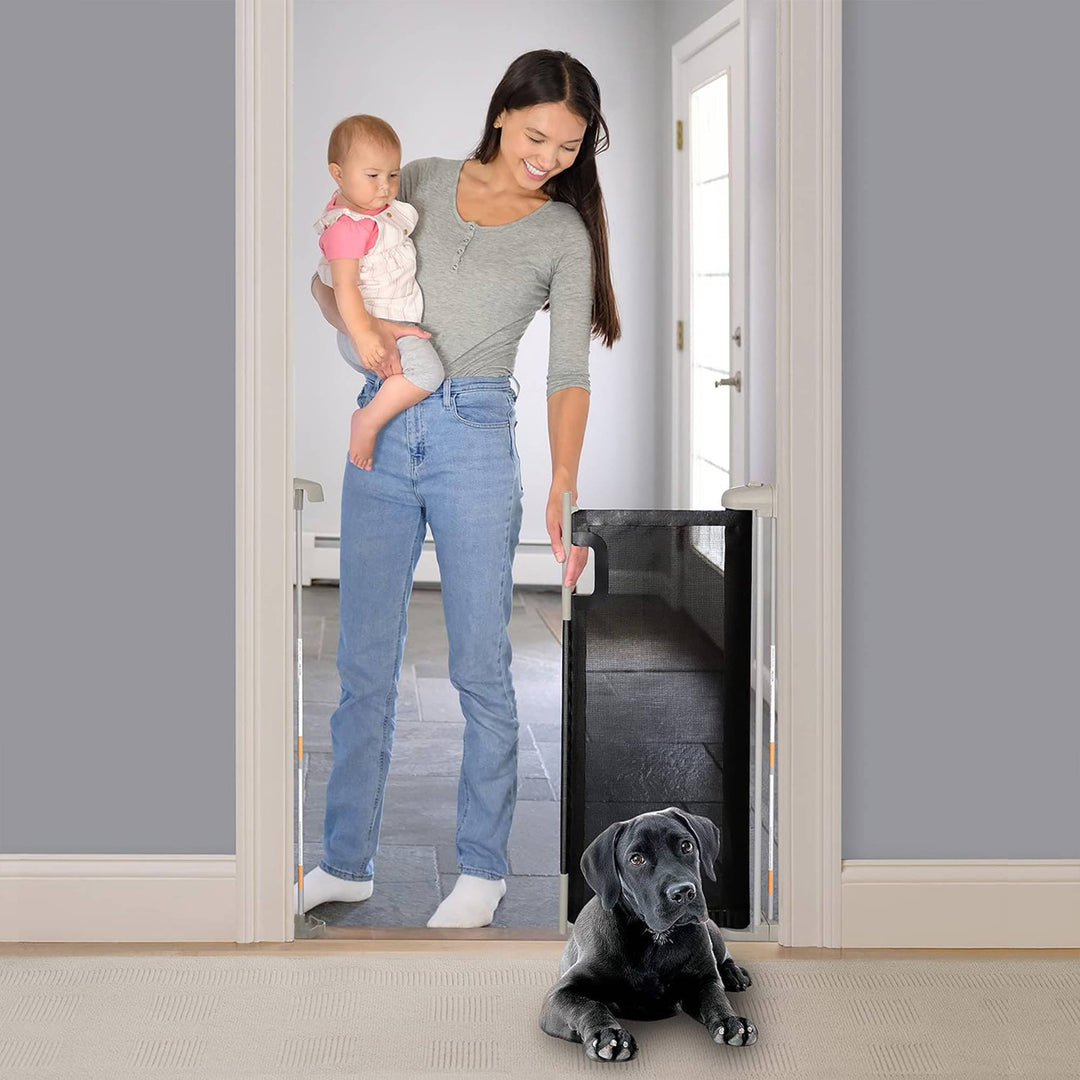 Ingenuity Infant Tuck Away Mesh Stairway Pet & Baby Gate w/Metal Frame(Open Box) - VMInnovations