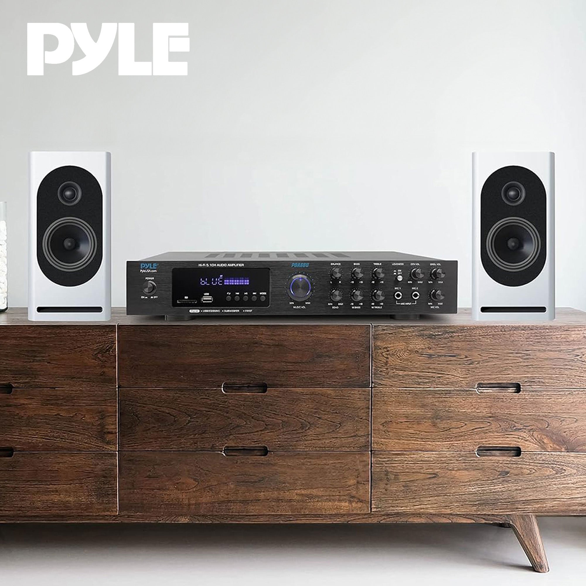 Pyle Home Audio Theater Amplifier with Bluetooth and Stereo Amplifier, Black - VMInnovations