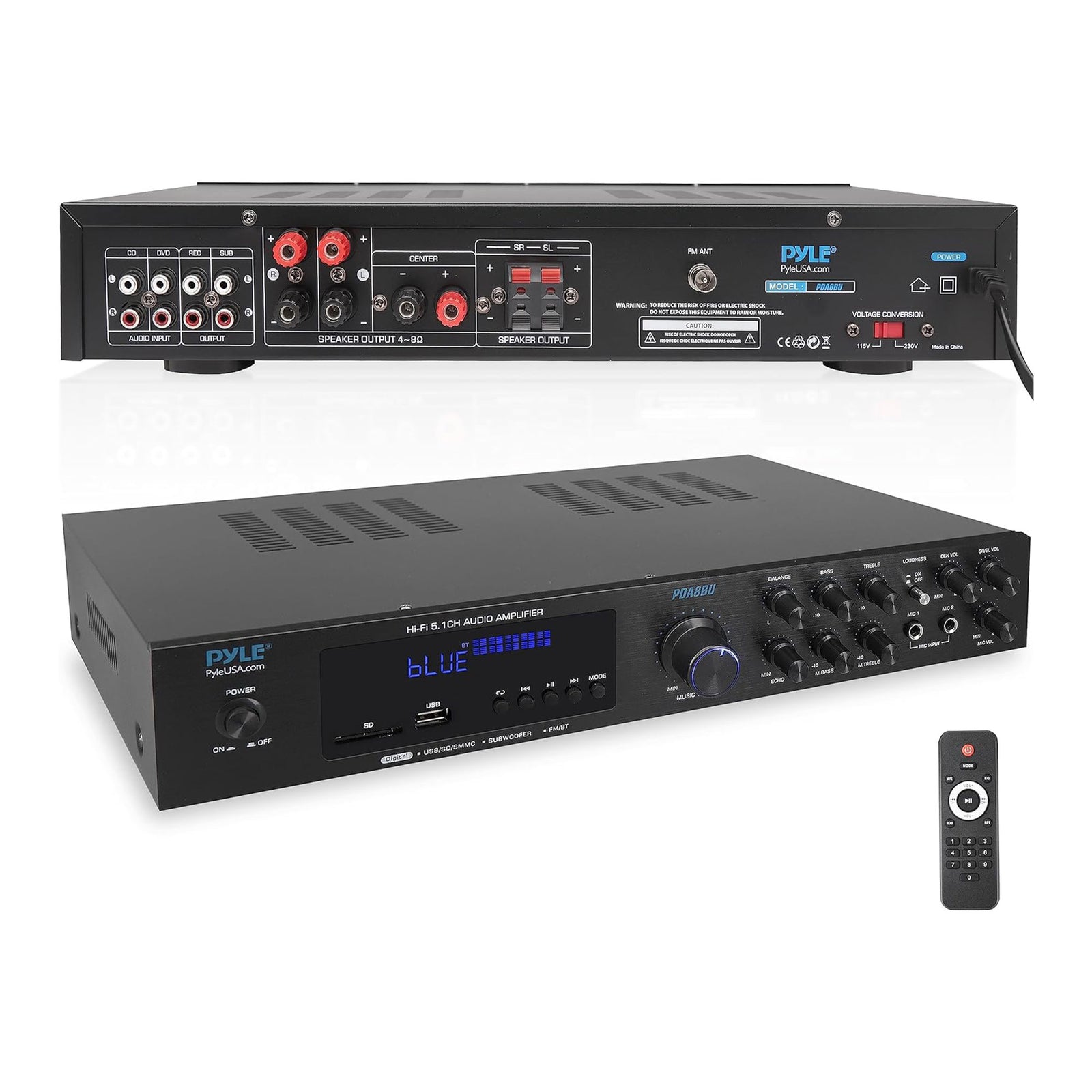 Pyle Home Audio Theater Amplifier w/Bluetooth & Stereo Amplifier,Black(Open Box) - VMInnovations