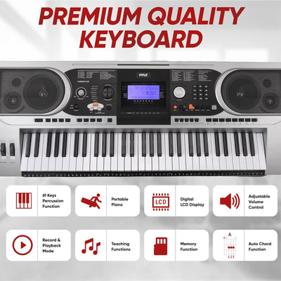Pyle 61 Keys 2 in 1 Electronic Keyboard w/ Stool, Sustain Pedal & Headset (Used) - VMInnovations
