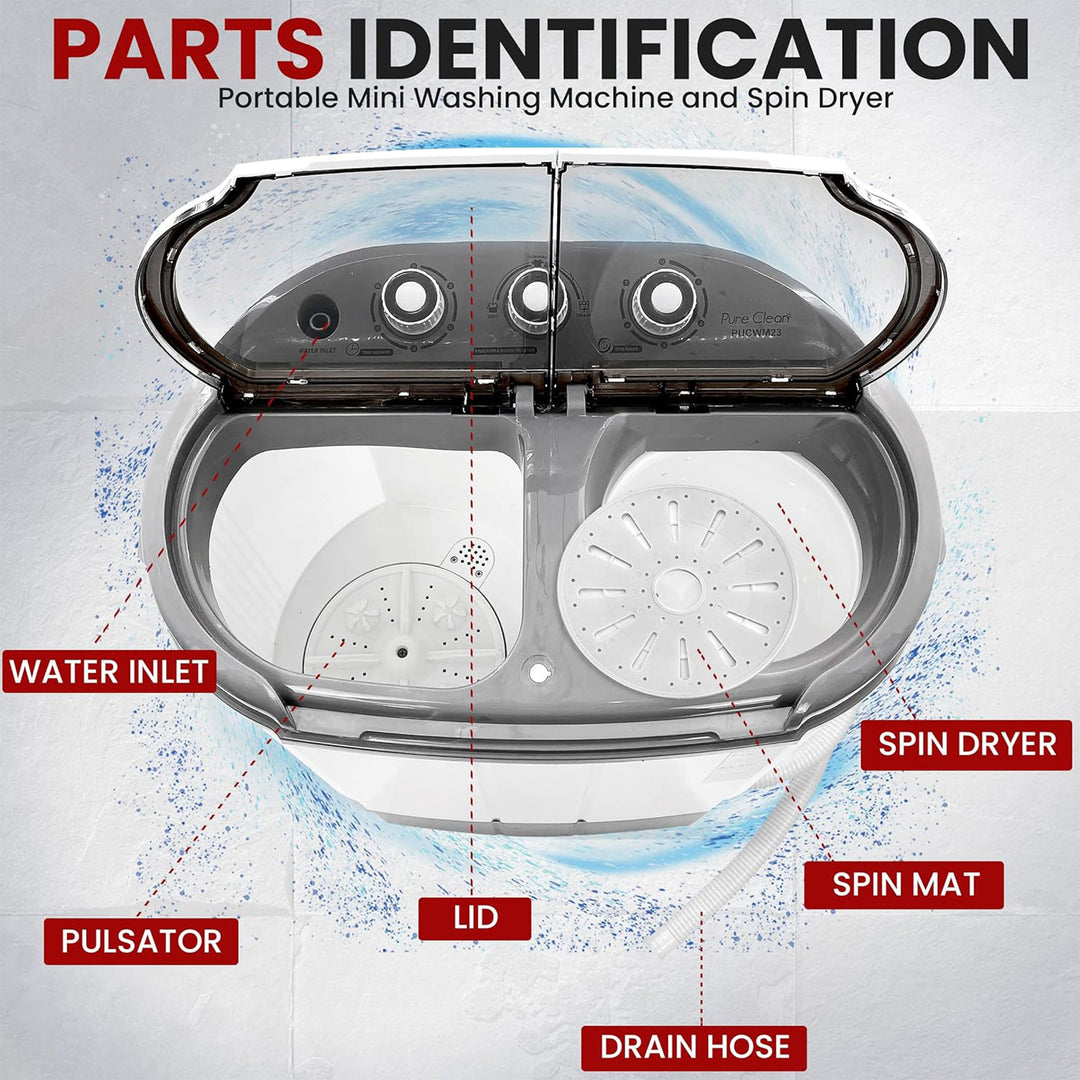 Pyle Pure Clean 110 Volt 2 in 1 Compact and Portable Washer & Dryer, Gray (Used)