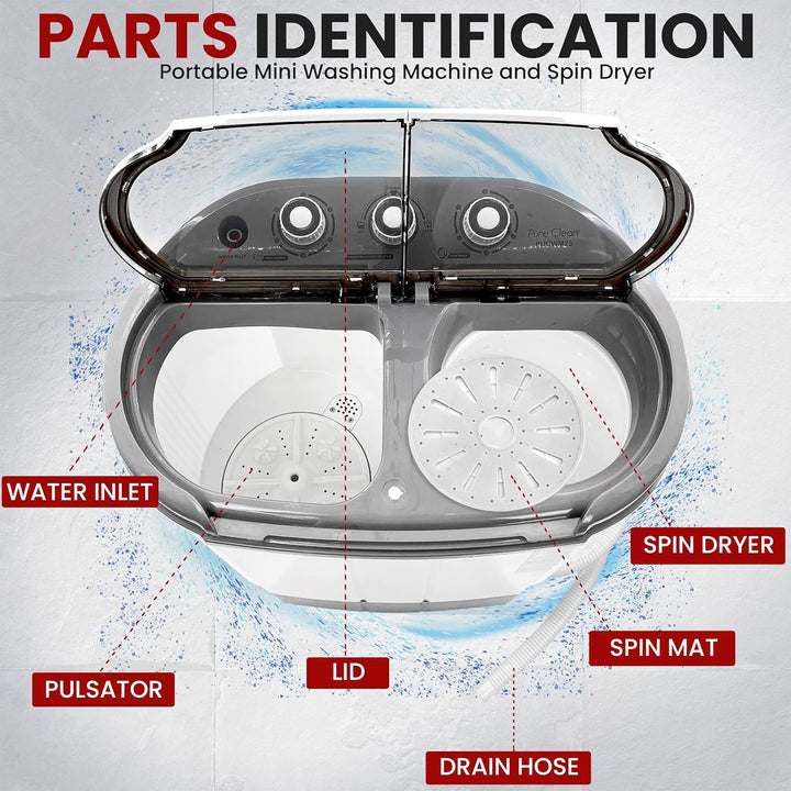 Pyle Pure Clean 110 Volt 2 in 1 Compact and Portable Washer and Dryer (Open Box)