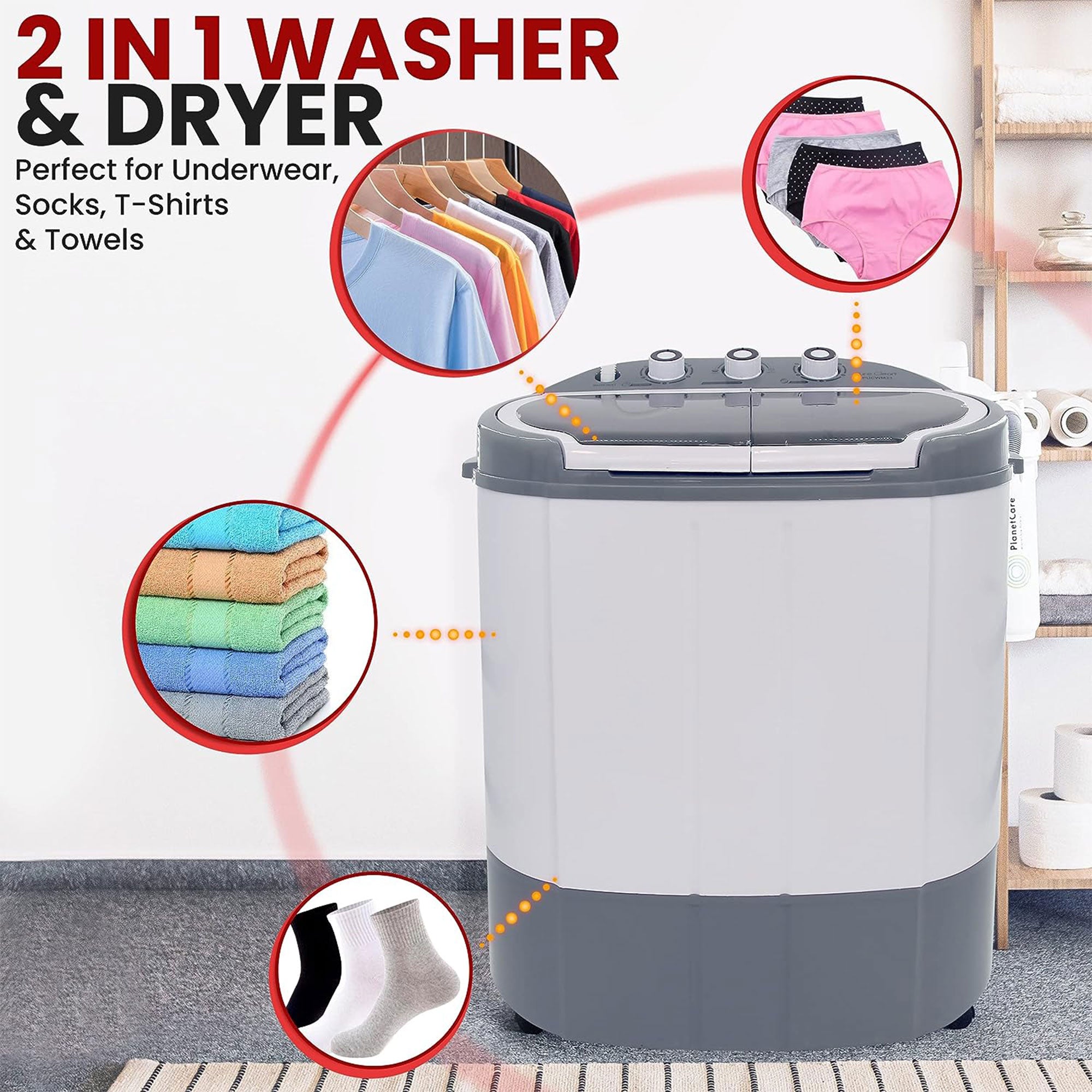 Pyle Pure Clean 110 Volt 2 in 1 Compact and Portable Washer and Dryer (Open Box) - VMInnovations