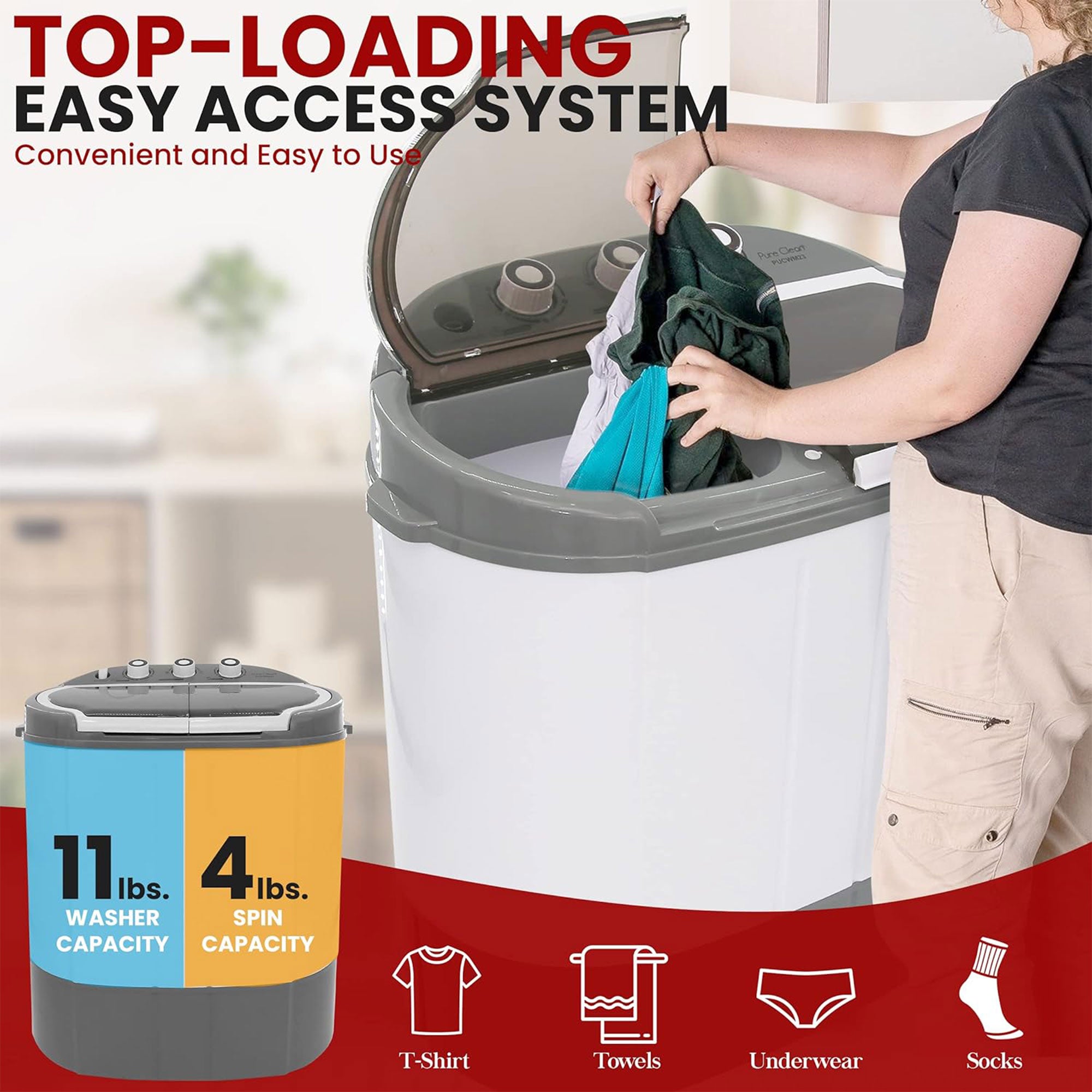 Pyle Pure Clean 110 Volt 2 in 1 Compact and Portable Washer and Dryer (Open Box) - VMInnovations