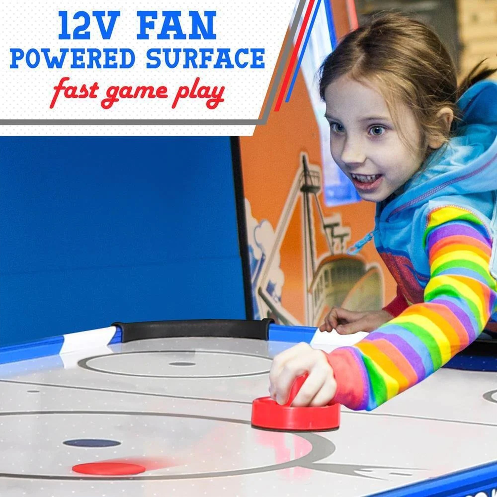 SereneLife 12 Volt Motor 58 Inch Air Hockey Game Table w/Digital LED Scoreboard