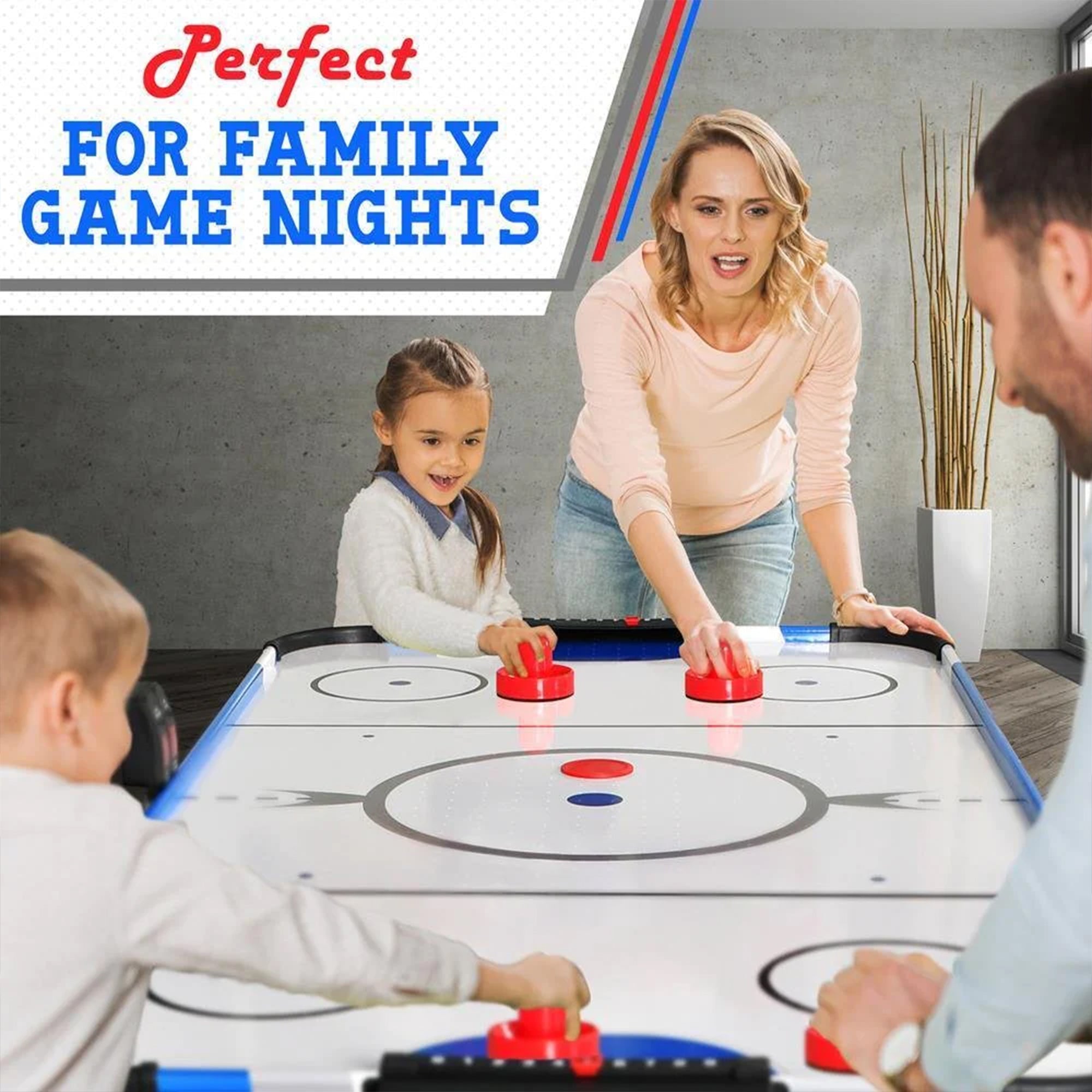 SereneLife 12 Volt Motor 58 Inch Air Hockey Game Table w/Digital LED Scoreboard