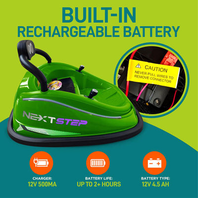Serenelife 360 Degree Spinning Bumper Car w/Adjustable Belt & Controls, Green - VMInnovations