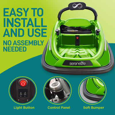 Serenelife 360 Degree Spinning Bumper Car w/Adjustable Belt & Controls, Green - VMInnovations