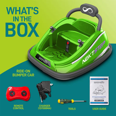 Serenelife 360 Degree Spinning Bumper Car w/Adjustable Belt & Controls, Green - VMInnovations