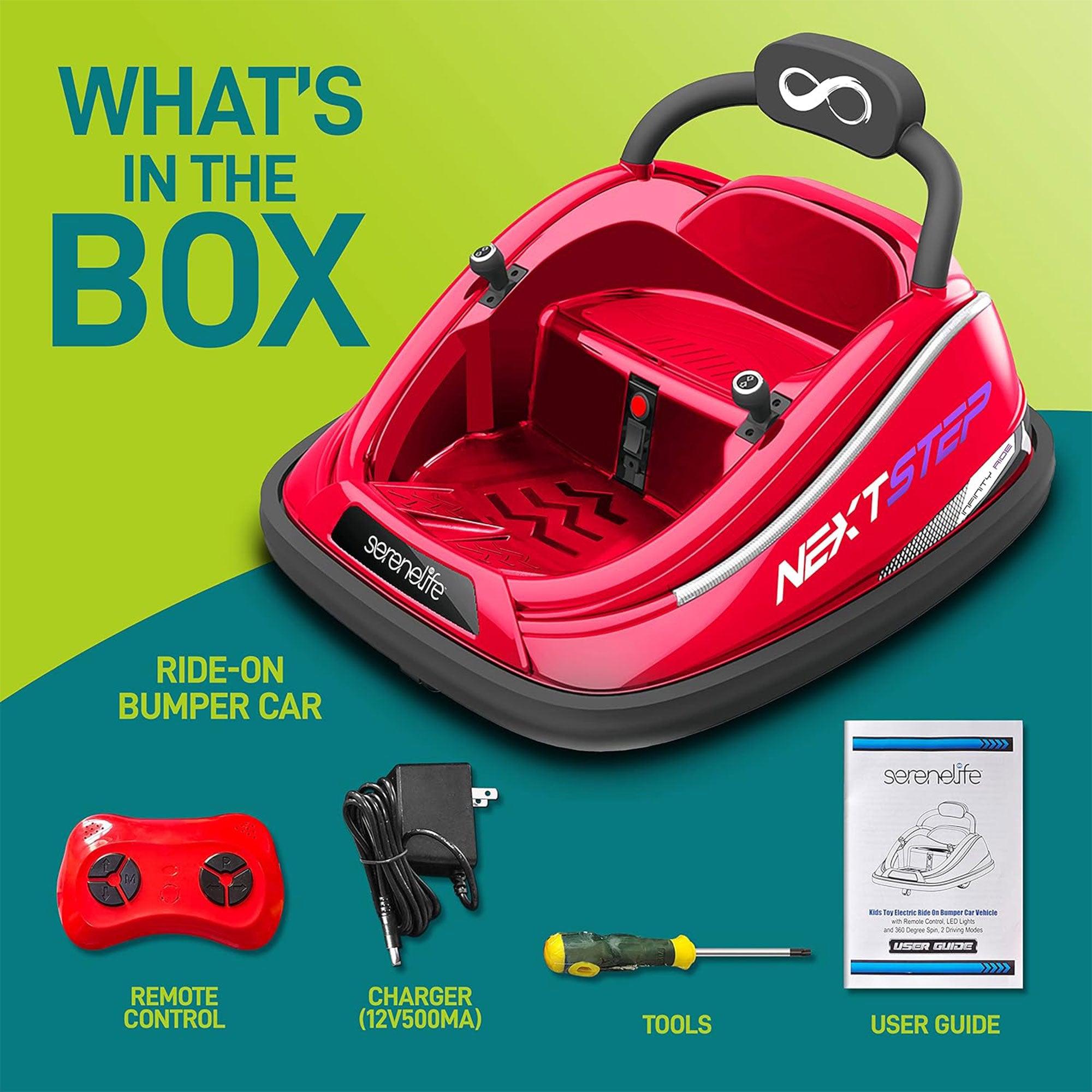 Serenelife 360 Degree Bumper Car w/Adjustable Belt & Controls, Red (Open Box) - VMInnovations