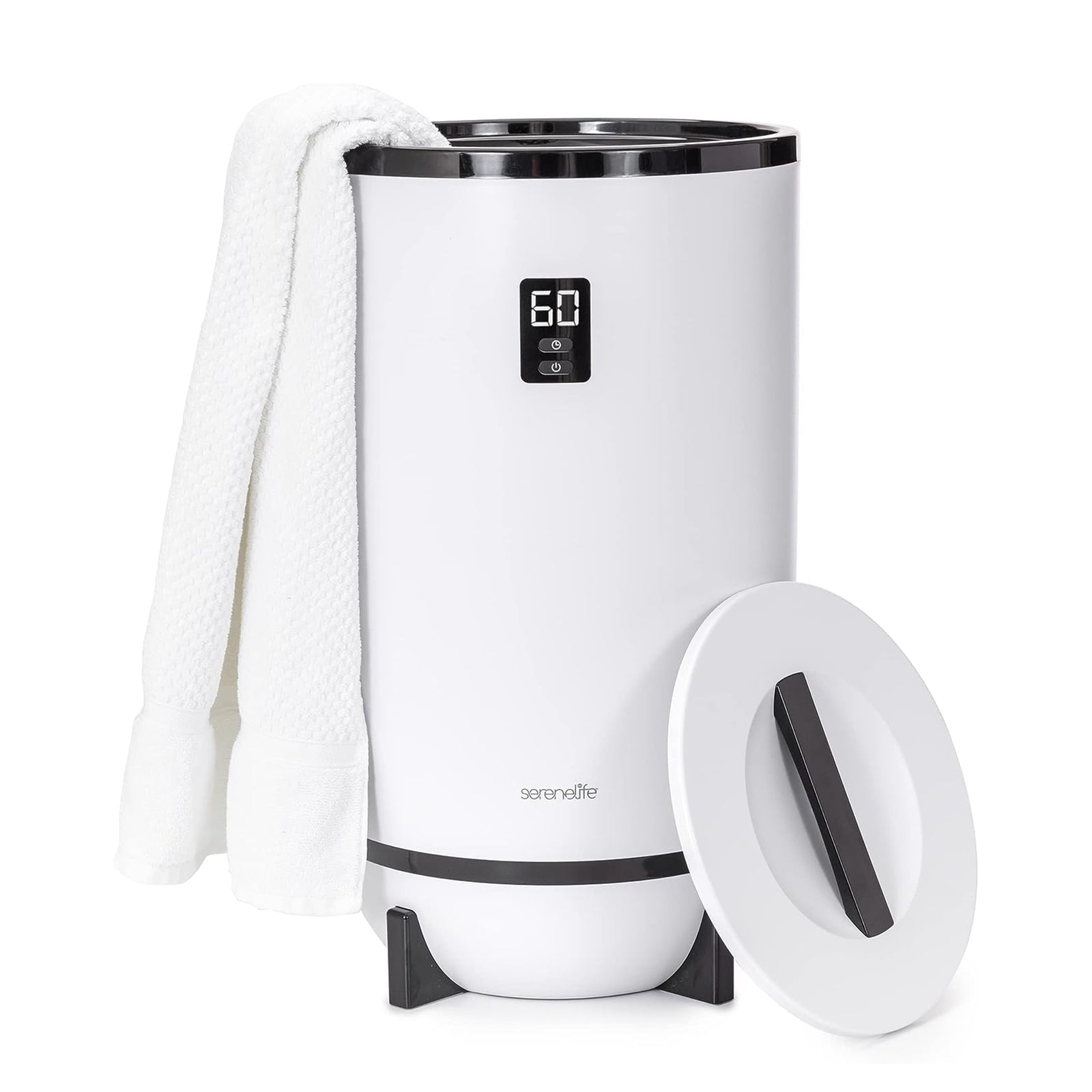 Serenelife Single Touch Towel Warmer w/Fragrant Disc Holder & LED, Black (Used) - VMInnovations