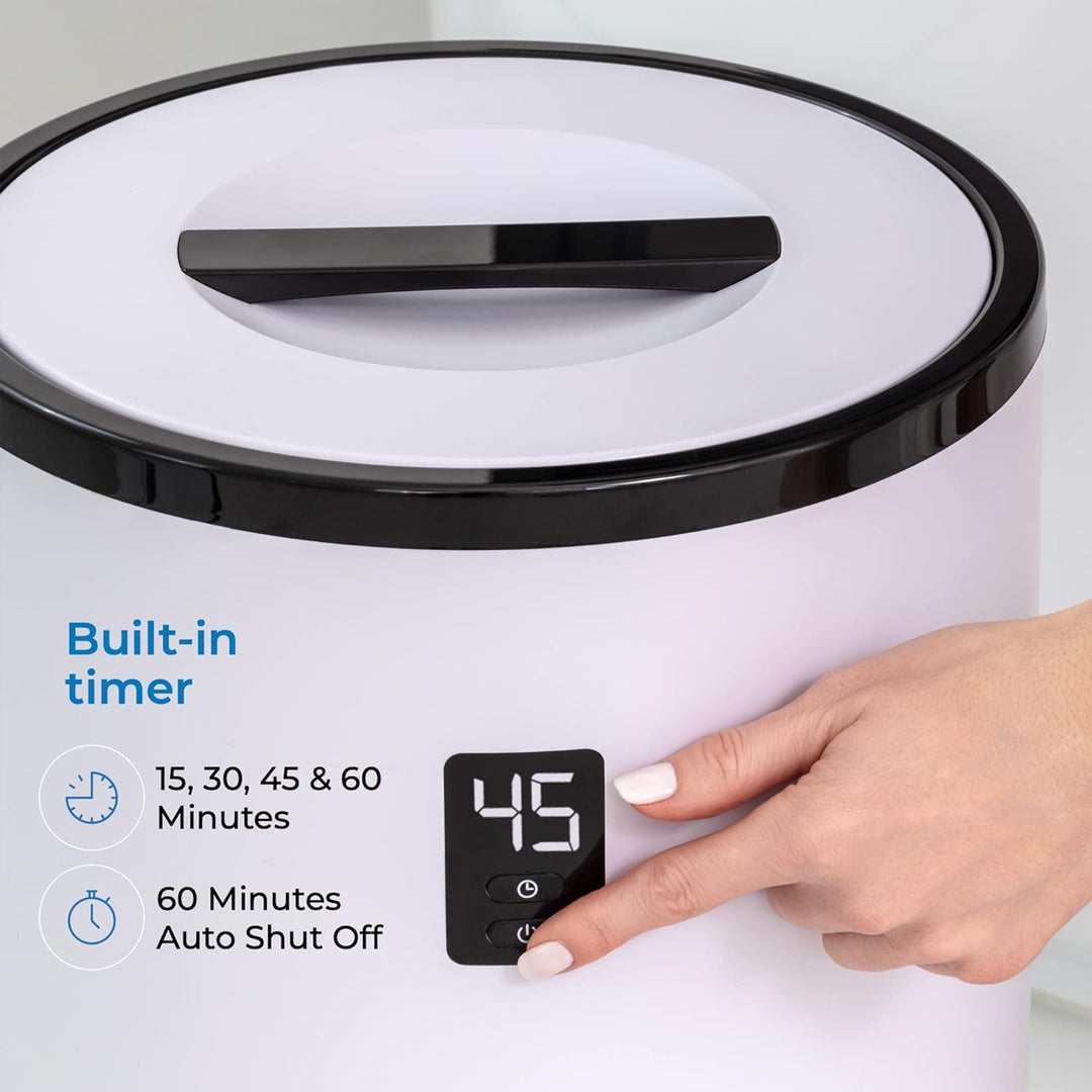 Serenelife Single Touch Towel Warmer w/Disc Holder & LED Ring, Black (Open Box) - VMInnovations
