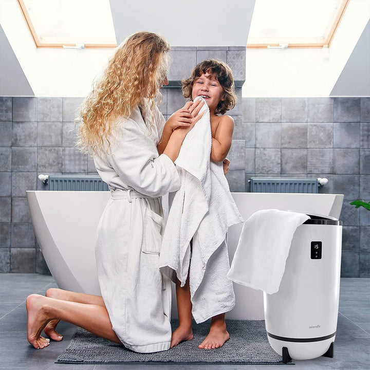 Serenelife Single Touch Towel Warmer w/Disc Holder & LED Ring, Black (Open Box) - VMInnovations