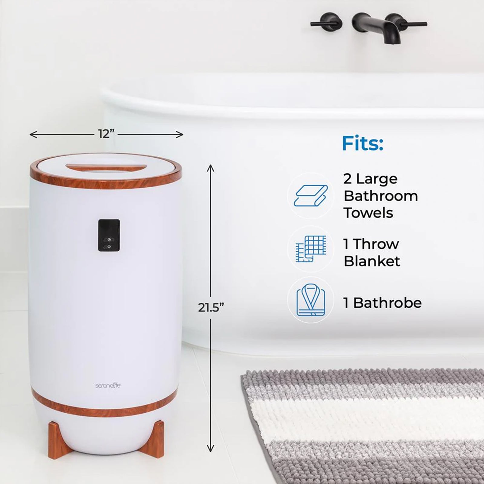 Serenelife Single Touch Towel Warmer w/Fragrant Disc Holder & LED Ring, Cherry - VMInnovations