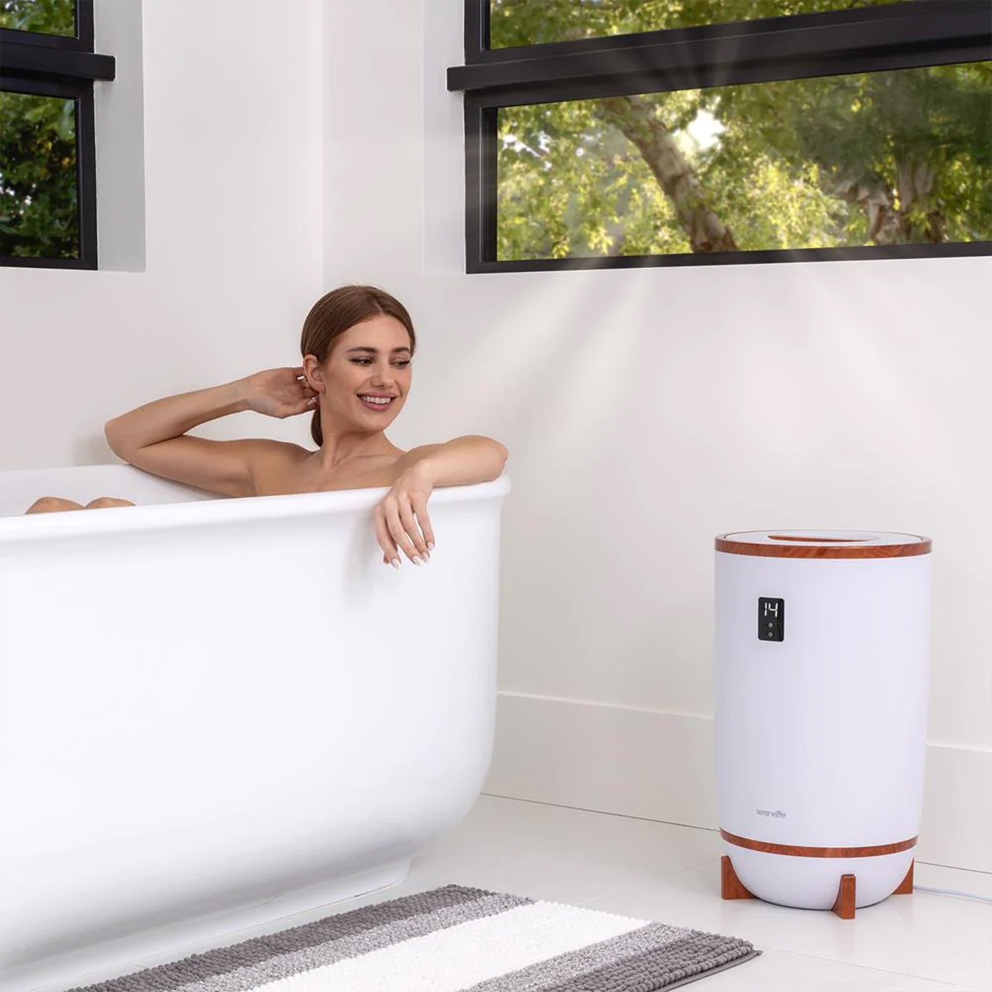 Serenelife Single Touch Towel Warmer w/Fragrant Disc Holder & LED Ring, Cherry - VMInnovations