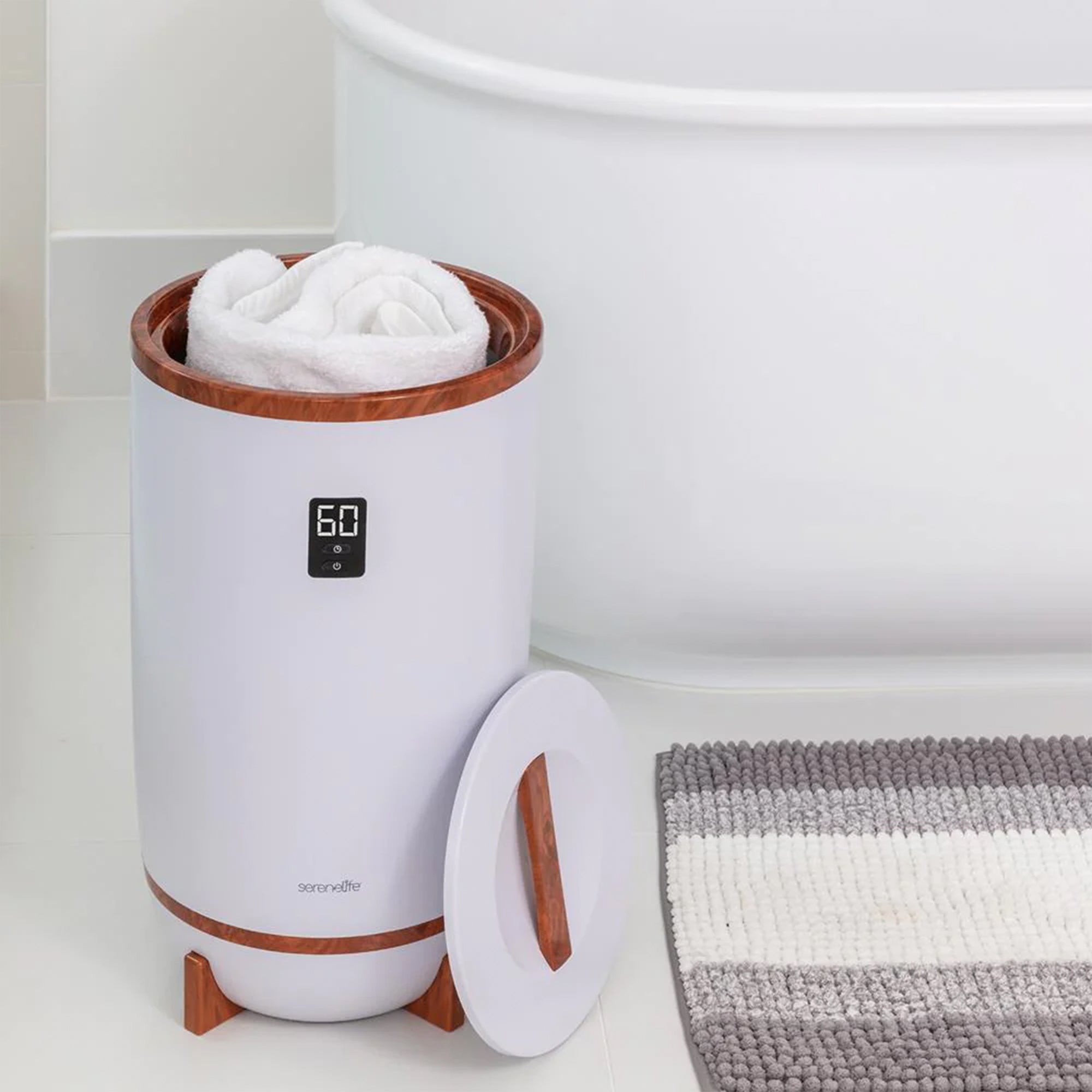 Serenelife Towel Warmer w/Fragrant Disc Holder & LED Ring, Cherry (Used) - VMInnovations