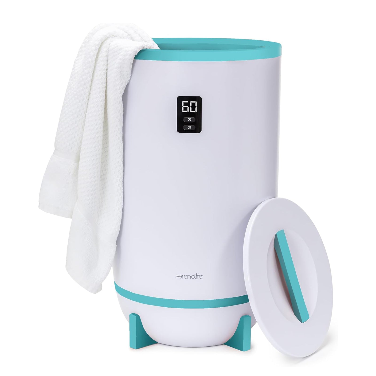 Serenelife Single Touch Towel Warmer w/Fragrant Disc Holder & LED Ring, Blue - VMInnovations