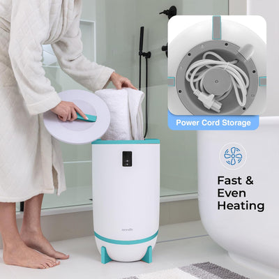 Serenelife Touch Towel Warmer w/Fragrant Disc Holder & LED Ring, Blue (Open Box) - VMInnovations