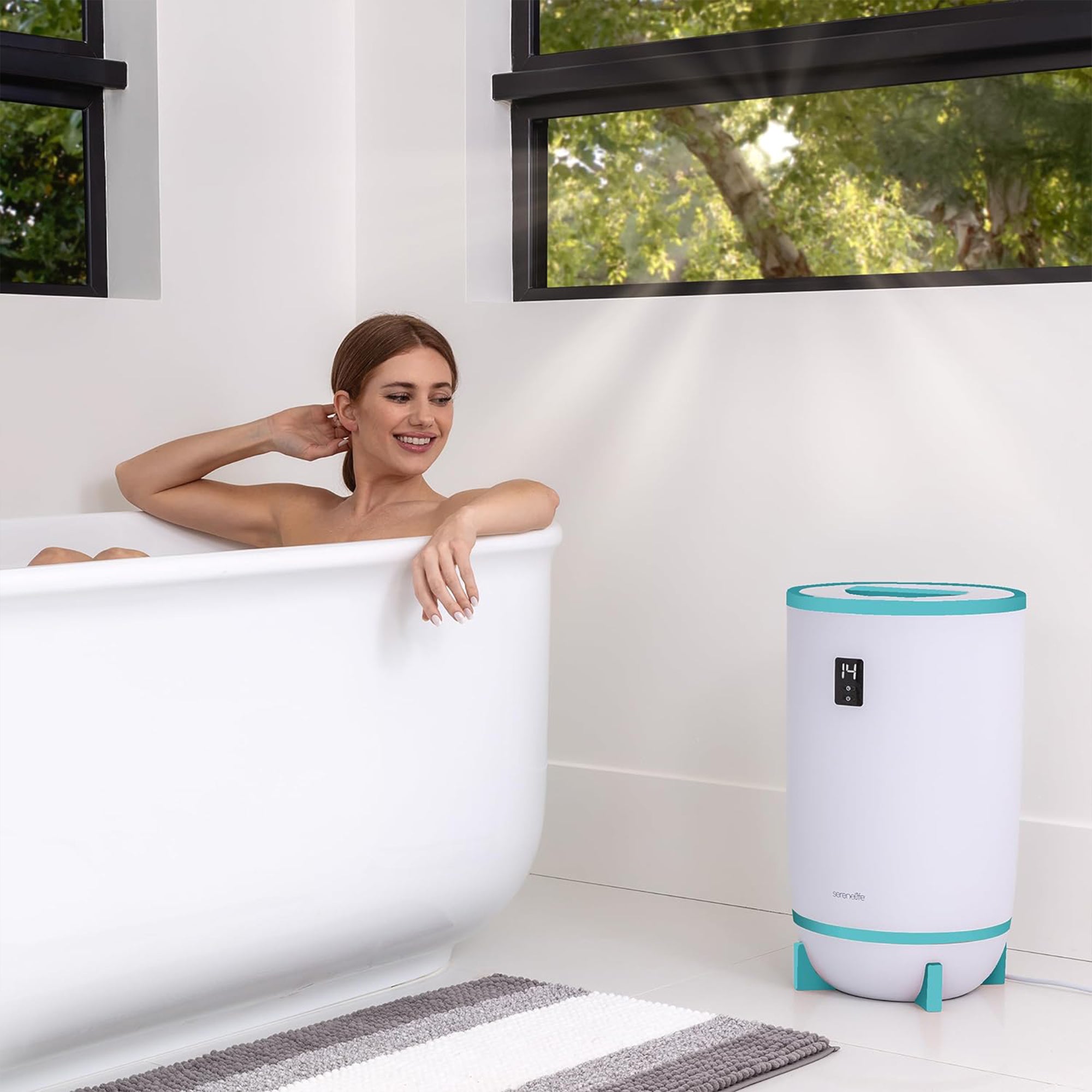 Serenelife Touch Towel Warmer w/Fragrant Disc Holder & LED Ring, Blue (Used) - VMInnovations