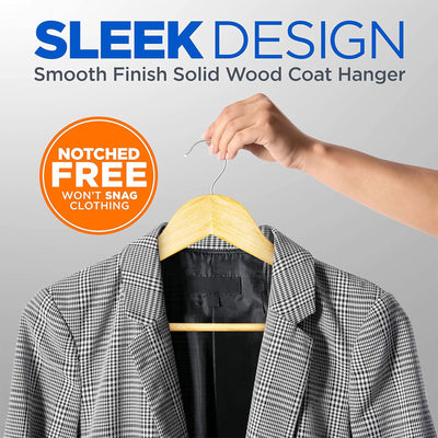 SereneLife Heavy Duty Solid Wooden Hanger Set of 60 w/ Swivel Hook (Open Box)
