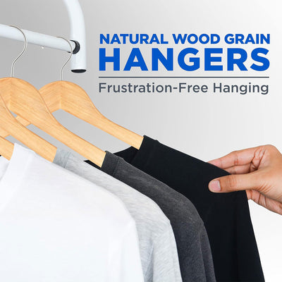 Serenelife 80 Piece Solid Wooden Heavy Duty Suit Hangers, Natural Wood(Open Box) - VMInnovations