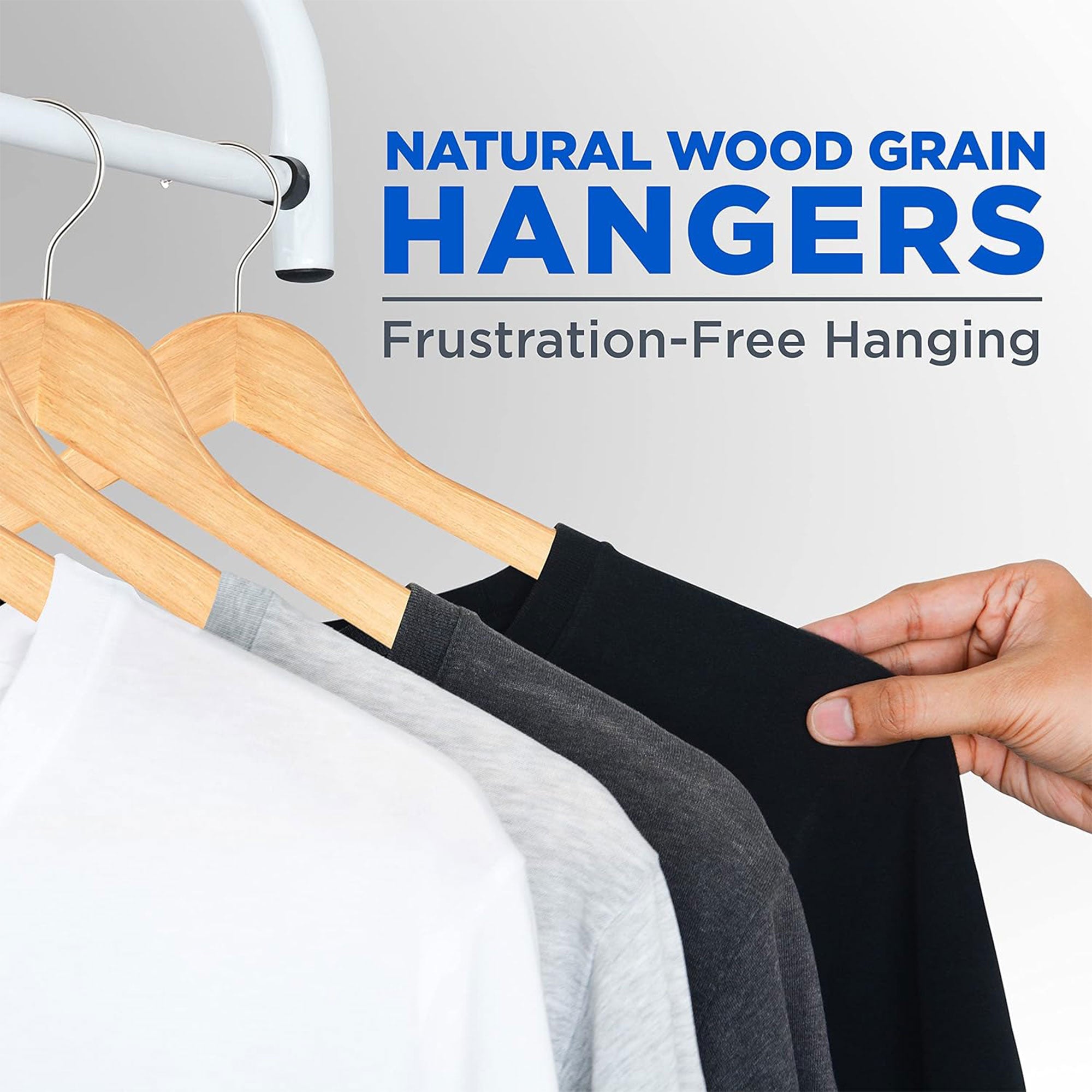 Serenelife 80 Piece Solid Wooden Heavy Duty Notched Suit Hangers, Natural Wood - VMInnovations