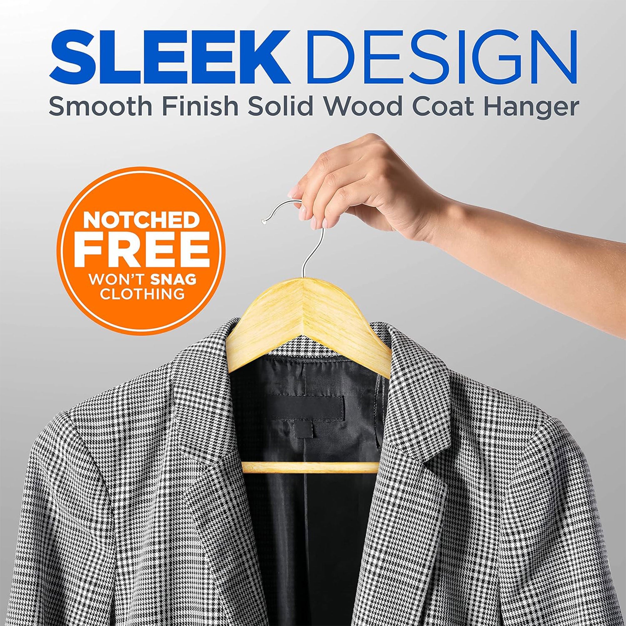 Serenelife 80 Piece Solid Wooden Heavy Duty Suit Hangers, Natural Wood(Open Box) - VMInnovations