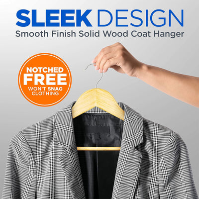 Serenelife 80 Piece Solid Wooden Heavy Duty Suit Hangers, Natural Wood(Open Box) - VMInnovations