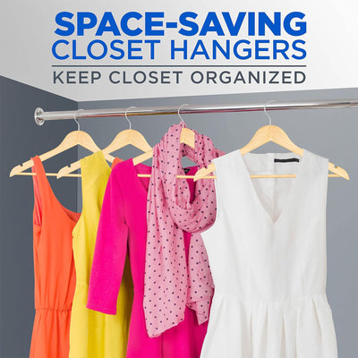 Serenelife 80 Piece Solid Wooden Heavy Duty Notched Suit Hangers, Natural Wood - VMInnovations