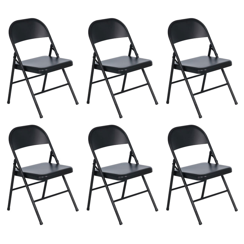 Peakform Steel Folding Chair with Leg Braces Construction and Foot Caps, 6 Pack