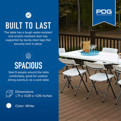 Peakform Compact Folding Banquet Table for Indoor or Outdoor Use, 6 Foot, White