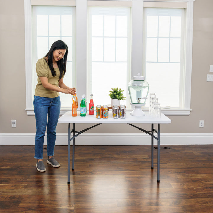 Peakform Compact Indoor/Outdoor Folding Banquet Table, 4 Foot, White (Open Box)