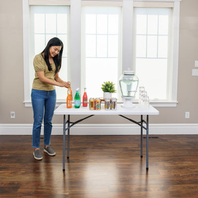 Peakform Compact Indoor or Outdoor Folding Banquet Table, 4 Foot, White - VMInnovations