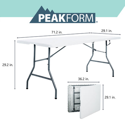 Peakform Fold In Half Banquet Table for Indoor Outdoor Use, 6 Ft,White(Open Box)