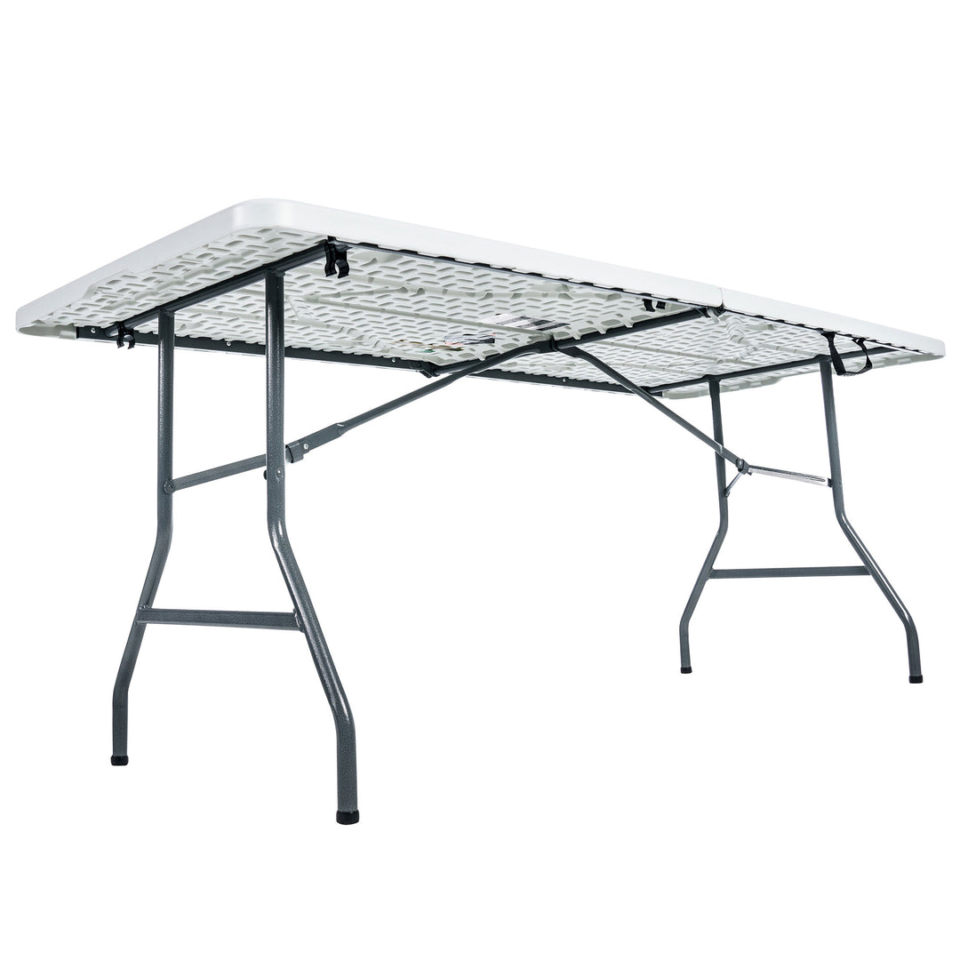 Peakform Compact Fold In Half Banquet Table for Indoor Outdoor Use, 6 Ft, White