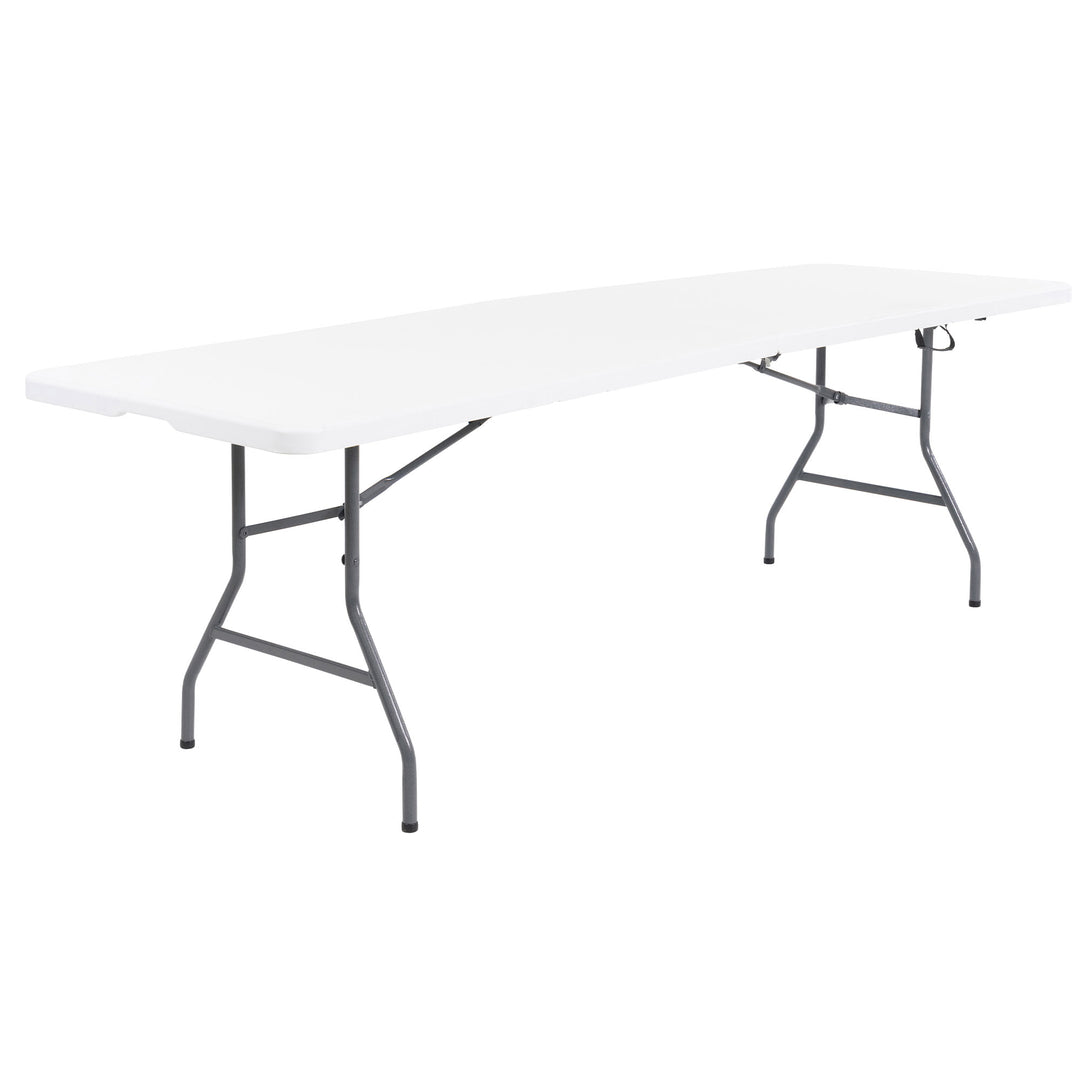 Plastic Development Group 816 Fold In Half 8 Foot Folding Banquet Table, White - VMInnovations